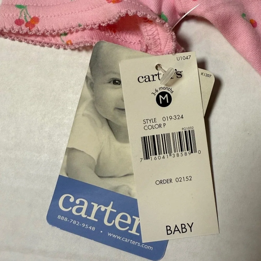 Vintage Carters Baby Girls Pink Cherry Print Bubble Romper 3-6M NWT 019-324